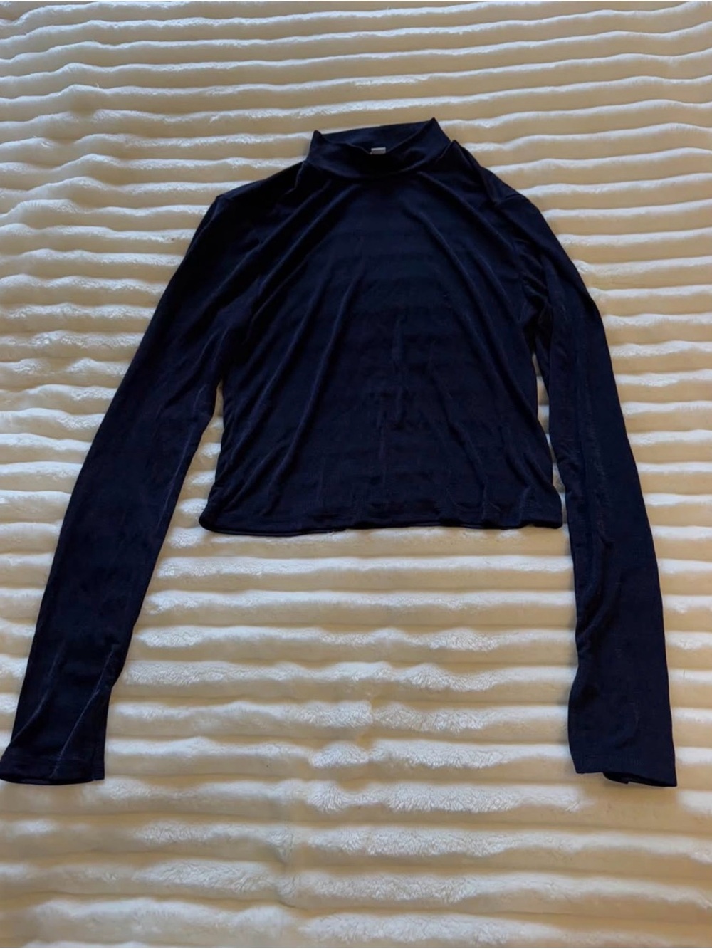 Slim Black Long-Sleeve Mock Neck Women's Top